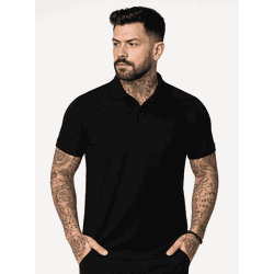 Camisa Gola Polo Piquet Preta - PoloPreta - Adrenalina Drop