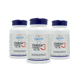 Combo 3X - Ômega 3 Cardio HC 70 - 180 (3x60) cápsu... - Ágape Manipulação