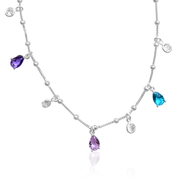 Chocker Banhada a Prata 925 3 pedras formato gota ... - Almeida Prada