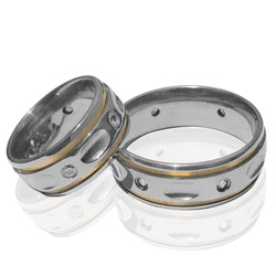 Aliança de Namoro em Aço Cirúrgico 8mm Abaulada Tr... - Almeida Prada