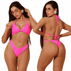 Biquíni Asa Delta Cortininha - 5005 - Pink Neon - Amaresia Moda Praia
