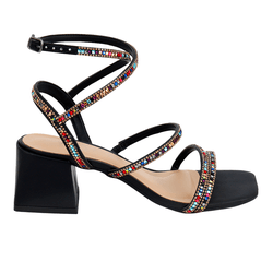 Sandália Helena Couro Preto - VS03Preto - AMARENA SHOES