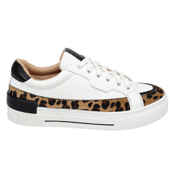 Tênis Casual Lanes Couro Branco/Onça - TN15off/onç... - AMARENA SHOES