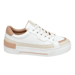 Tênis Casual Lanes Couro Branco/Nude - TN15off/nud... - AMARENA SHOES