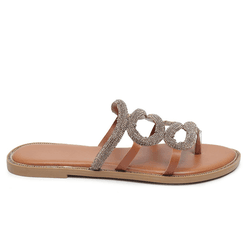 Rasteira Snake Cristais Whisky - RRM305whisky - AMARENA SHOES