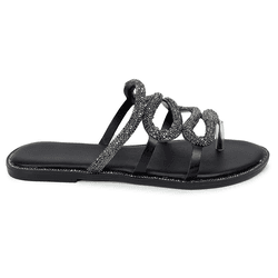 Rasteira Snake Cristais Preto - RRM305Preto - AMARENA SHOES