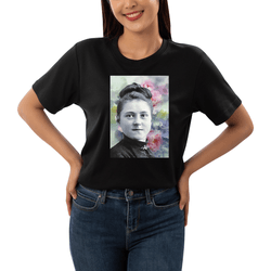 Camiseta Santa Teresinha Algodão Preto Feminina Fé... - Amiguinhos do Céu