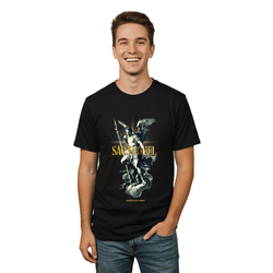 Camiseta Católica Arcanjo São Miguel Masculina Lan... - Amiguinhos do Céu