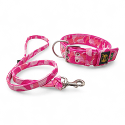 Coleira Amorosso® Camuflado Rosa + Guia Camuflada ... - Amorosso
