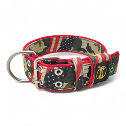Coleira Amorosso® Camuflado USA Borda Vermelho - 4... - Amorosso