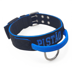 Coleira Poderosso Personalizada (Preto e Azul) - ... - AMOROSSO