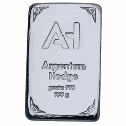 Barra de Prata Argentum Hedge AgH 100g Ag 999 - Argentum Hedge