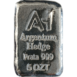 Barra de Prata Argentum Hedge 5 ozt - Poured Silver Ag 999 - Argentum Hedge