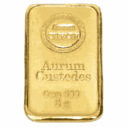 Barra de Ouro 5 g Aurum Custodes Aurum CMXCIX - Argentum Hedge