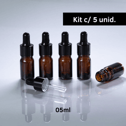 Frasco De Vidro Âmbar Conta-Gotas 05ml Kit c/5 - Preto - Aroma Acessórios