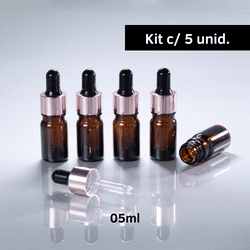 Frasco De Vidro Âmbar Conta-Gotas 05ml Kit c/5 - Rosé - Aroma Acessórios