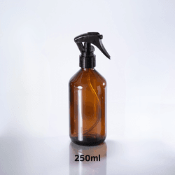 Frasco De Vidro Âmbar 250ml + Mini Gatilho Spray Preta ... - Aroma Acessórios