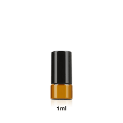 Frasco de Vidro Âmbar Roll-on Fino 01ml Kit c/5 - Preto - Aroma Acessórios