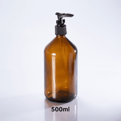 Frasco De Vidro Âmbar 500ml + Válvula Pump R24 - Preta - Aroma Acessórios