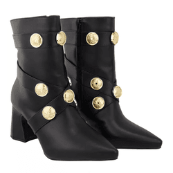 Bota Feminina Ísis Broche Dourado Preta - ISIS-PTO - ARTEZANNI