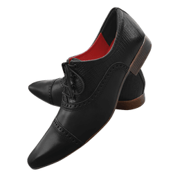 Sapato Masculino Italiano Em Couro Preto Fosco Las... - Art Sapatos ®