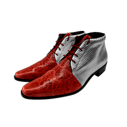 Bota Masculina Em Couro Vermelho Com Prata - 04100 - Art Sapatos ®