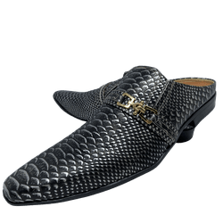 Babuche Masculino Em Couro Preto Croco Ref: BB1063... - Art Sapatos ®