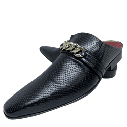 Babuche Masculino Em Couro Social Preto Serpente R... - Art Sapatos ®