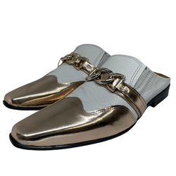 Babuche Masculino Dubai Em Couro Cobre com Branco ... - Art Sapatos ®