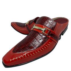 Babuche Masculino Em Couro Social Vermelho Croco R... - Art Sapatos ®