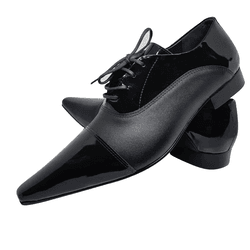 Sapato Masculino Italiano em Couro Preto Mesclado ... - Art Sapatos ®