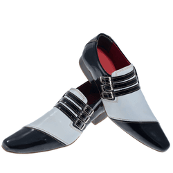 Sapato Masculino Em Couro Preto Verniz C/ Branco R... - Art Sapatos ®