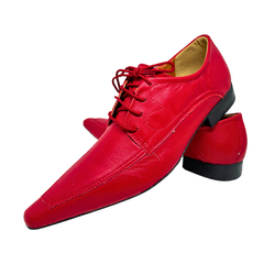 Sapato Masculino Couro Liso Vermelho Estilo Italia... - Art Sapatos ®