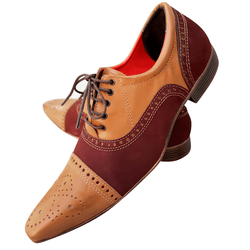 Sapato Masculino Italiano Em Couro Caramelo Oxford... - Art Sapatos ®