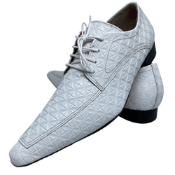 Sapato Italiano em Couro Derby Branco Estrelado La... - Art Sapatos ®