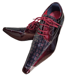 Sapato Masculino Italiano Em Couro Vinho Jacaré Bi... - Art Sapatos ®