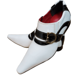 Sapato Masculino Italiano Em Couro Branco Com Pret... - Art Sapatos ®