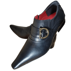 Sapato Masculino Italiano Em Couro Preto Fosco Bic... - Art Sapatos ®