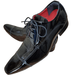 Sapato Masculino Italiano Couro Preto Verniz - 010... - Art Sapatos ®