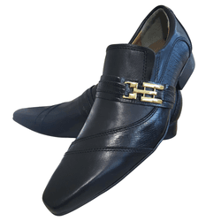 Sapato Masculino Italiano Em Couro Preto Fosco - 0... - Art Sapatos ®