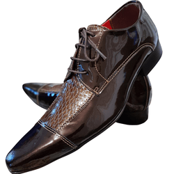 Sapato Masculino Italiano Couro Marrom Verniz - 01... - Art Sapatos ®