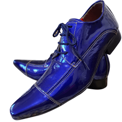 Sapato Masculino Italiano Couro Azul Metálico Vern... - Art Sapatos ®