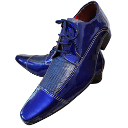 Sapato Masculino Italiano Couro Azul Verniz - 0106... - Art Sapatos ®