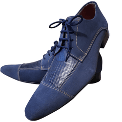 Sapato Masculino Italiano Couro Azul Camurça - 010... - Art Sapatos ®