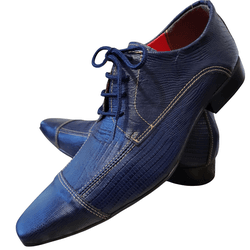 Sapato Masculino Italiano Couro Azul Corrugado Fos... - Art Sapatos ®