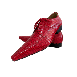 Sapato Masculino Italiano Em Couro Vermelho Croko ... - Art Sapatos ®