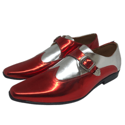 Sapato Masculino Em Couro Social Vermelho c/ Prata... - Art Sapatos ®