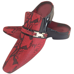 Mule Masculino Em Couro - Babuche - Red Snake - Re... - Art Sapatos ®