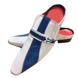 Mule Masculino Em Couro - Babuche - Blue Strips - ... - Art Sapatos ®