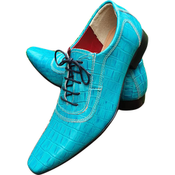 Sapato Masculino Italiano em Couro Croko Azul Pisc... - Art Sapatos ®